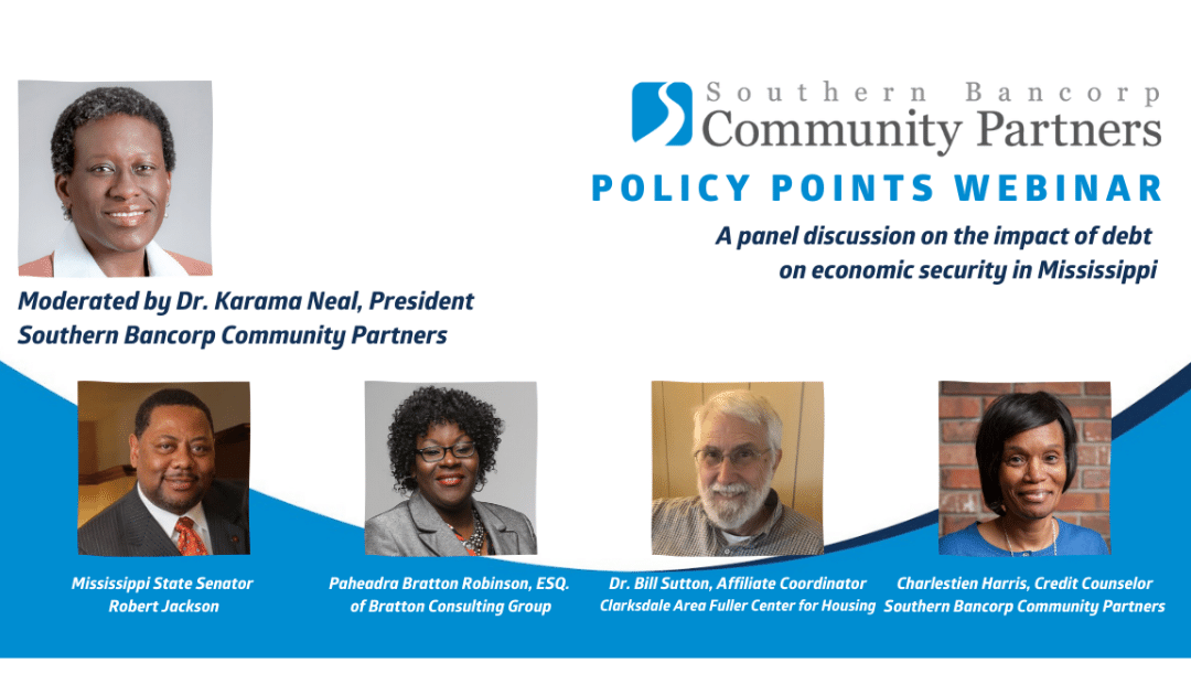 Southern Bancorp Community Partners announces policy brief and webinar addressing debt in Mississippi
